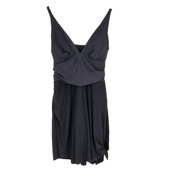 MagicSuit Celine Black One Piece Sarong Tummy Control Swim Suit Swim Dress SZ 12 - Picture 1 of 7